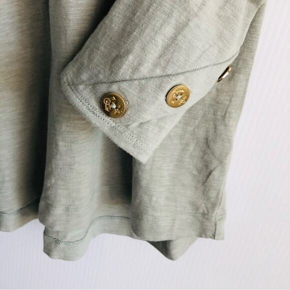 Soft Surroundings light green long sleeve top with button detail on sleeves med - Picture 2 of 6